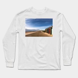 Blyth beach huts in July sunshine Long Sleeve T-Shirt